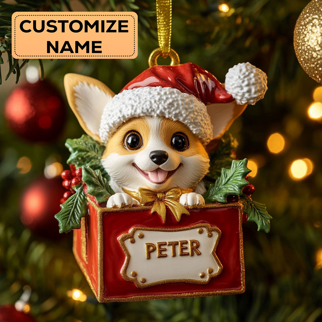 Corgi Box CW2411008CL Personalized Christmas Ornament