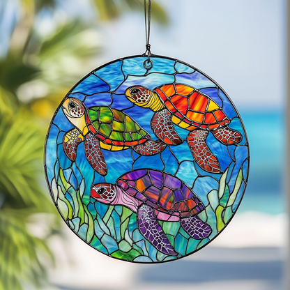 Sea Turtles XR0410007CL Stained Glass Suncatcher