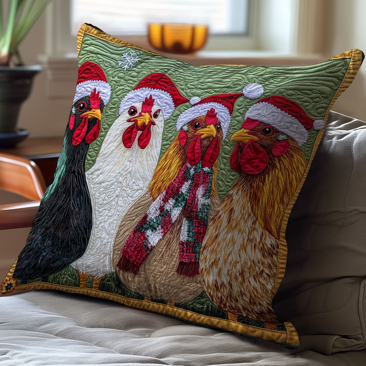 Santa Chicken WY2911056CL Quilt Pillow Case