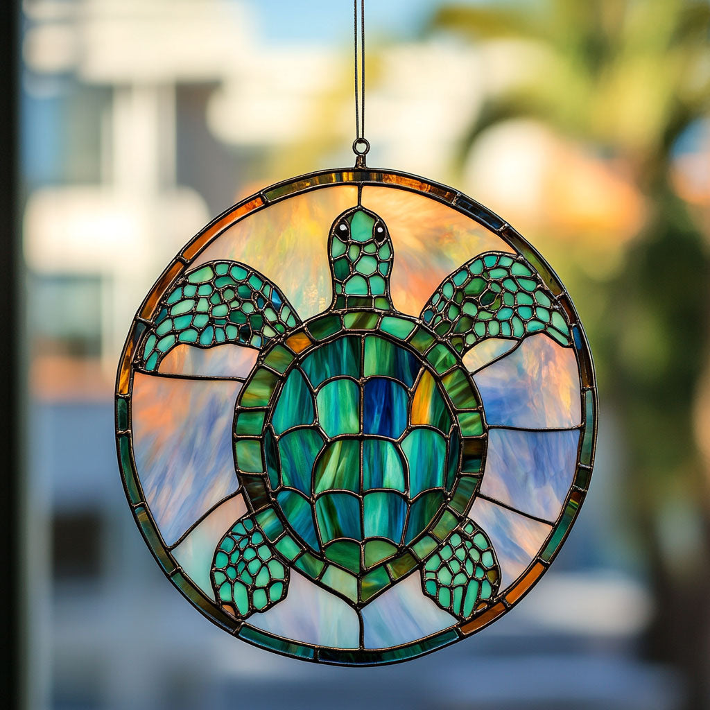 Turtle WJ2211047CL Stained Glass Suncatcher