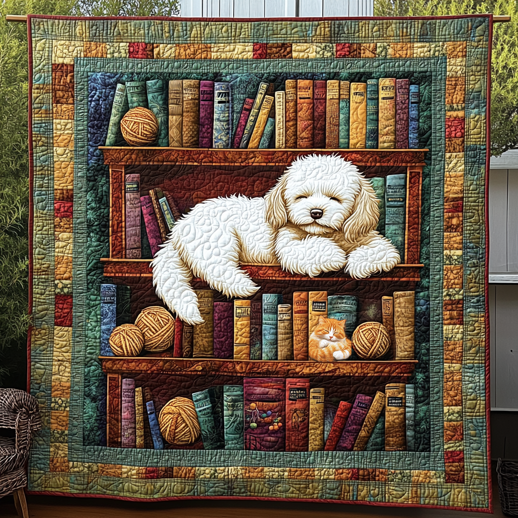 Bichon Frise Literary Lounge WN0310057CL Quilt