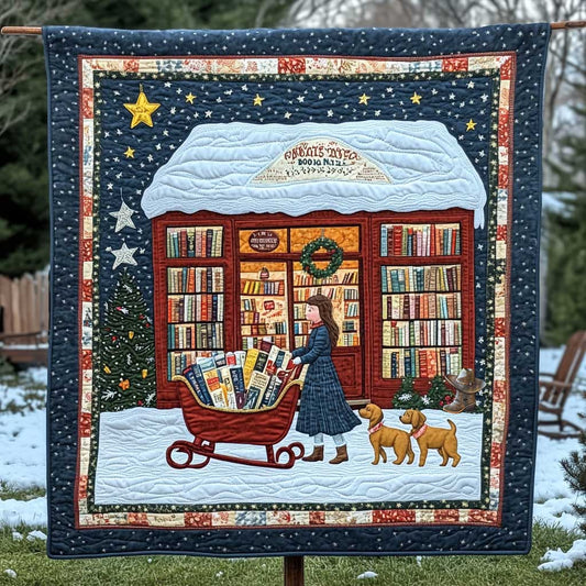 Dog's Snowy Book Stroll WN0910022CL Quilt