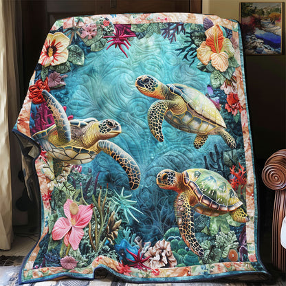 Turtle In Flower Ocean WY0901058CL Quilt