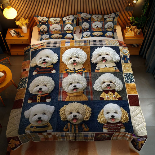 Warm Bichon Frise Winter WN1210046CL Duvet Cover Set