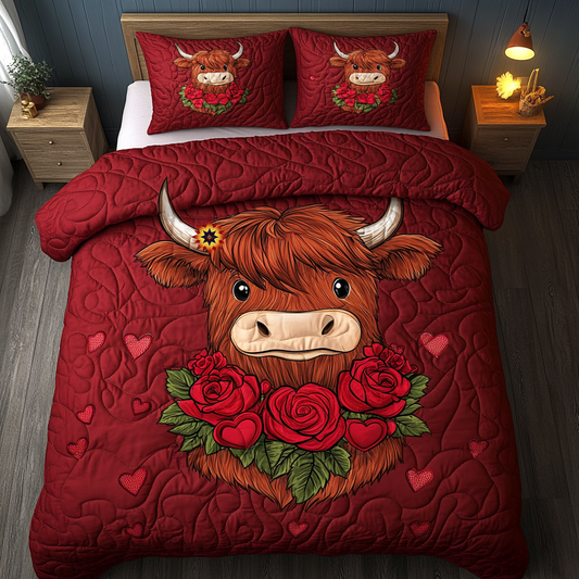 Cute Valentine Highland Cow YR212001CL Duvet Cover Set