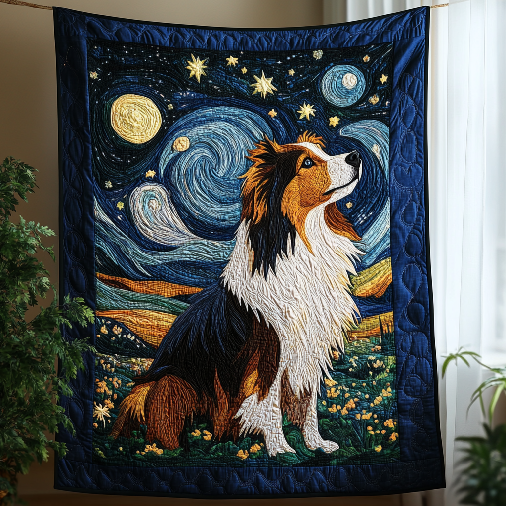 Collies Under Starry Skies WN2409033CL Quilt