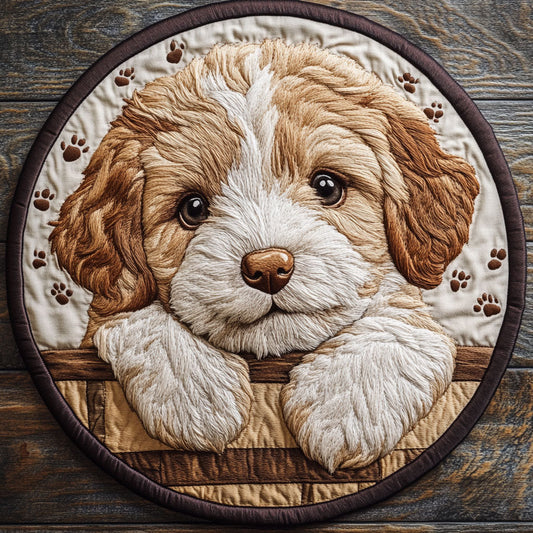 Puppy Peeking CP2804002CL Quilted Round Mat