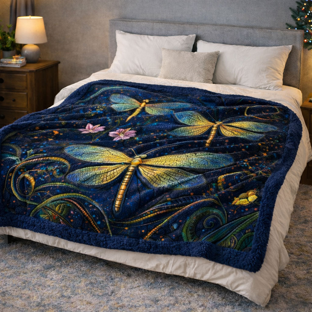Enchanted Dragonfly Nightscape KL2601005CL Faux Fur Throw Blanket