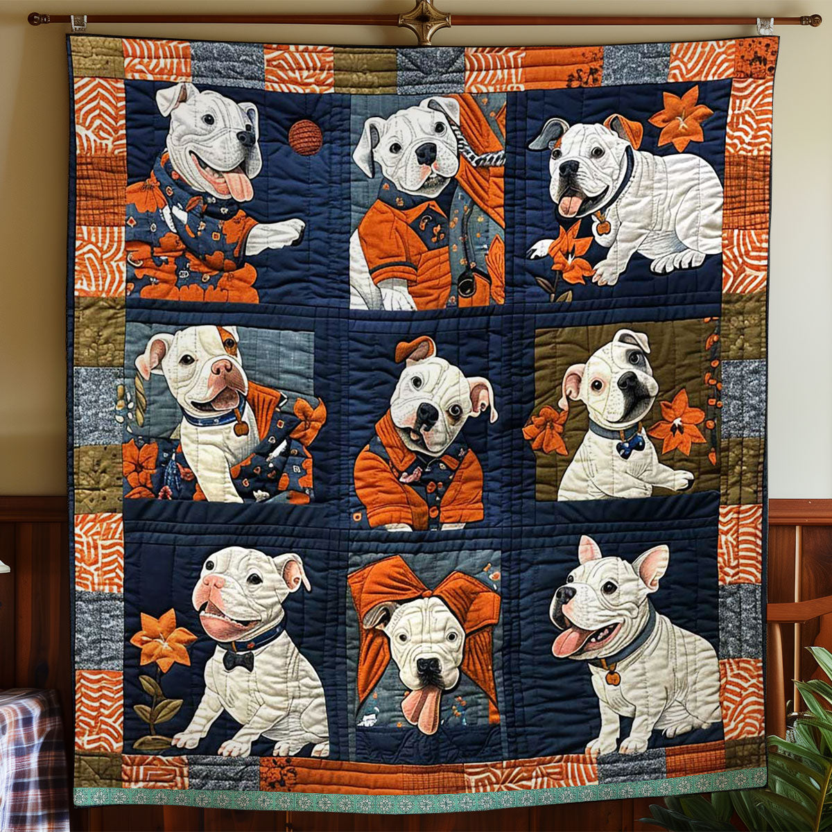 Bull Terriers Cheerful WN1209026CL Quilt