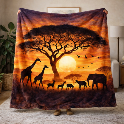 African Sunset QA2601008CL Faux Fur Throw Blanket