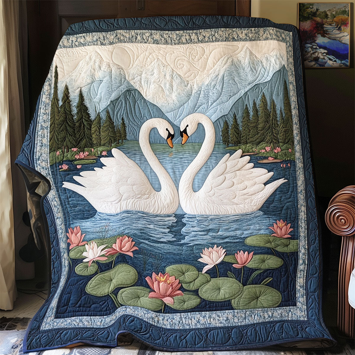 Swan In Lotus Pond WY1302053CL Quilt