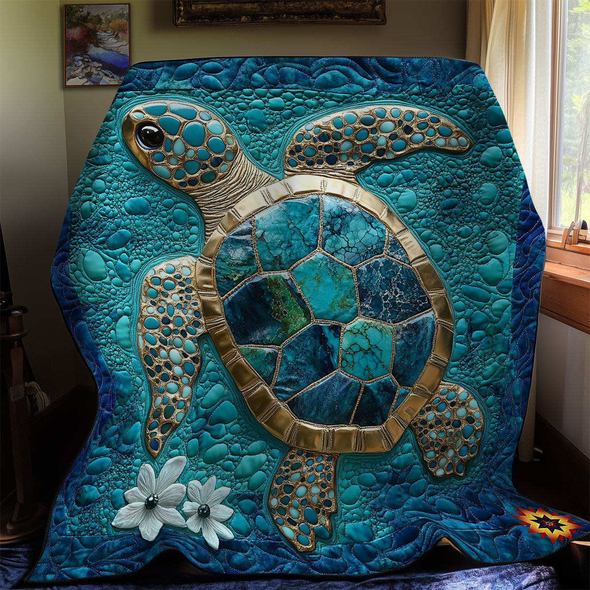 Blue Ocean Turtle WY2311035CL Quilt