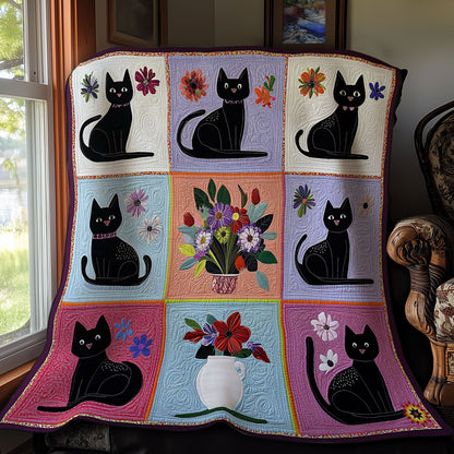 Flower Vase Black Cat WY1012036CL Quilt