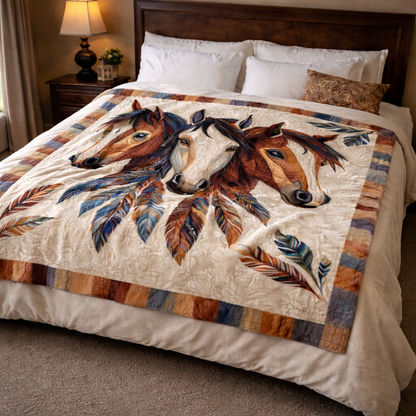 Trio Native Horse QA2201003CL Faux Fur Throw Blanket