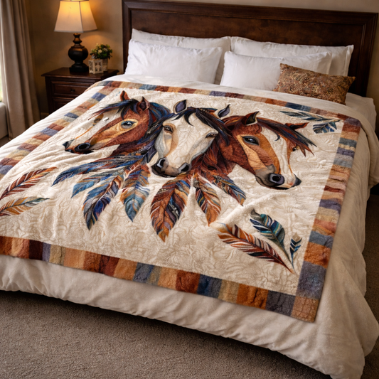 Trio Native Horse QA2201003CL Faux Fur Throw Blanket