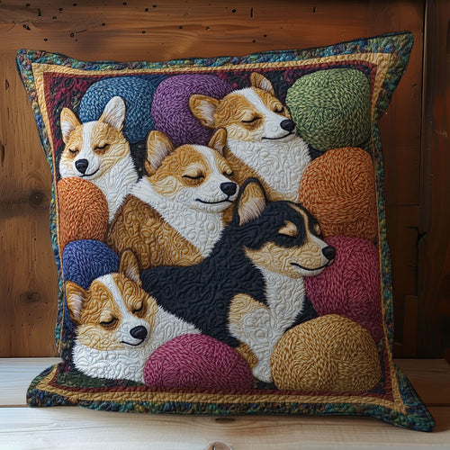 Yarn And Corgi Family WY2701062CL Quilt Pillow Case