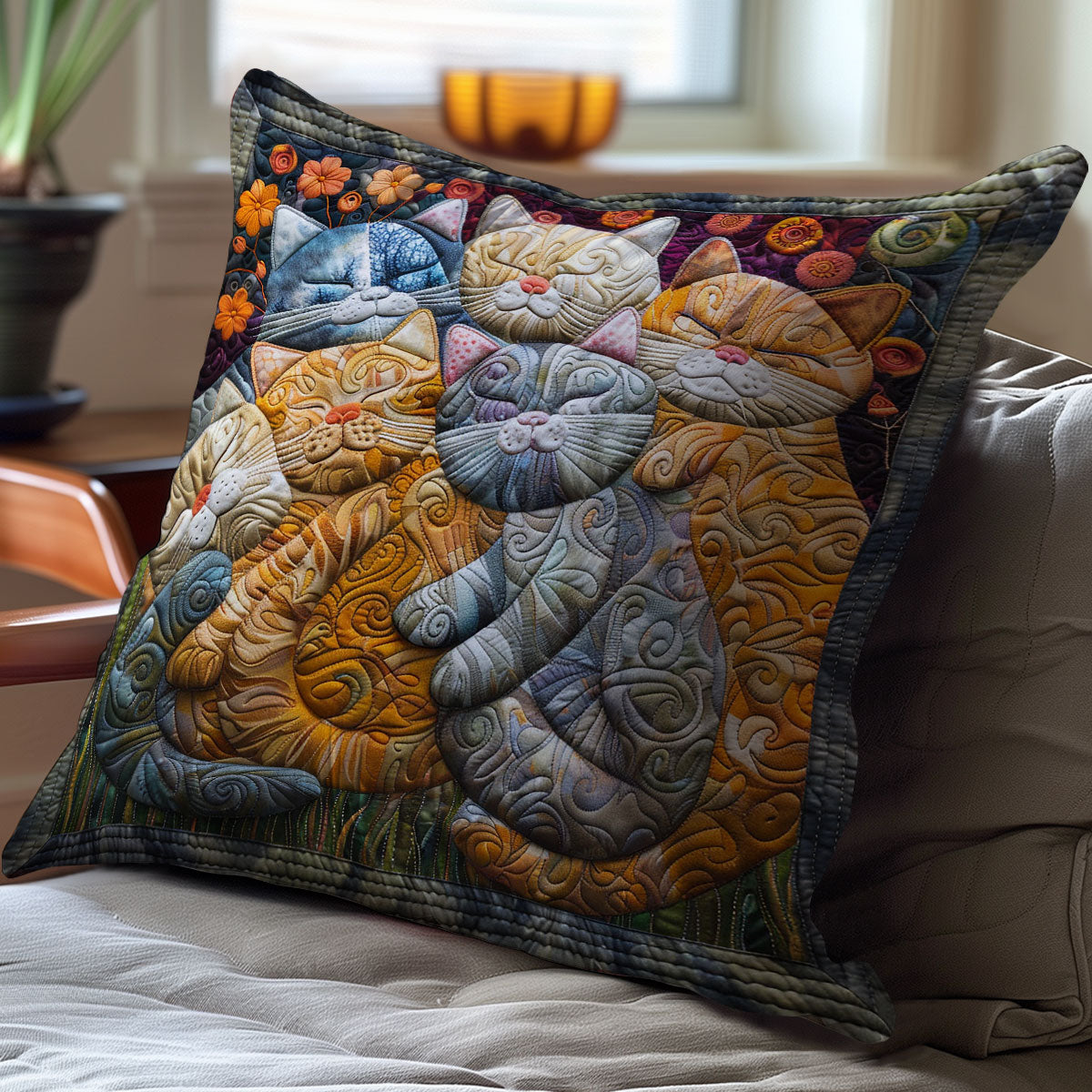 Cozy Sleeping Cat Family WY2701022CL Quilt Pillow Case