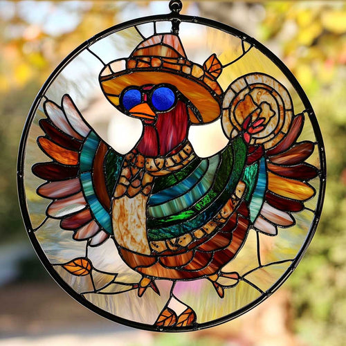 Thankful Turkey WN1411020CL Stained Glass Suncatcher