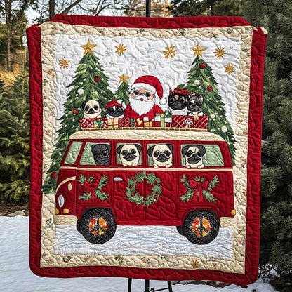 Pug Christmas Ride WN0110017CL Quilt