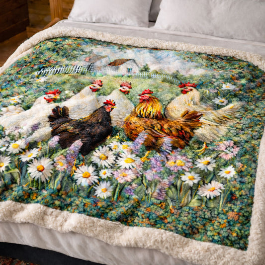 Farmhouse Chicken KL2201005CL Faux Fur Throw Blanket