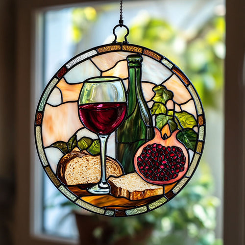 Wine WU0810008CL Stained Glass Suncatcher