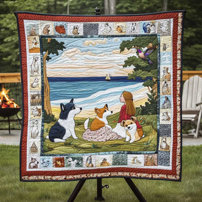 Dog And Girl Waves WN1010079CL Quilt