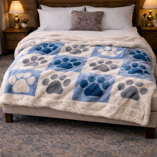 Paw Print KL2201006CL Faux Fur Throw Blanket