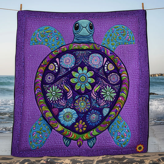 Purple Flower Turtle WY0111011CL Quilt