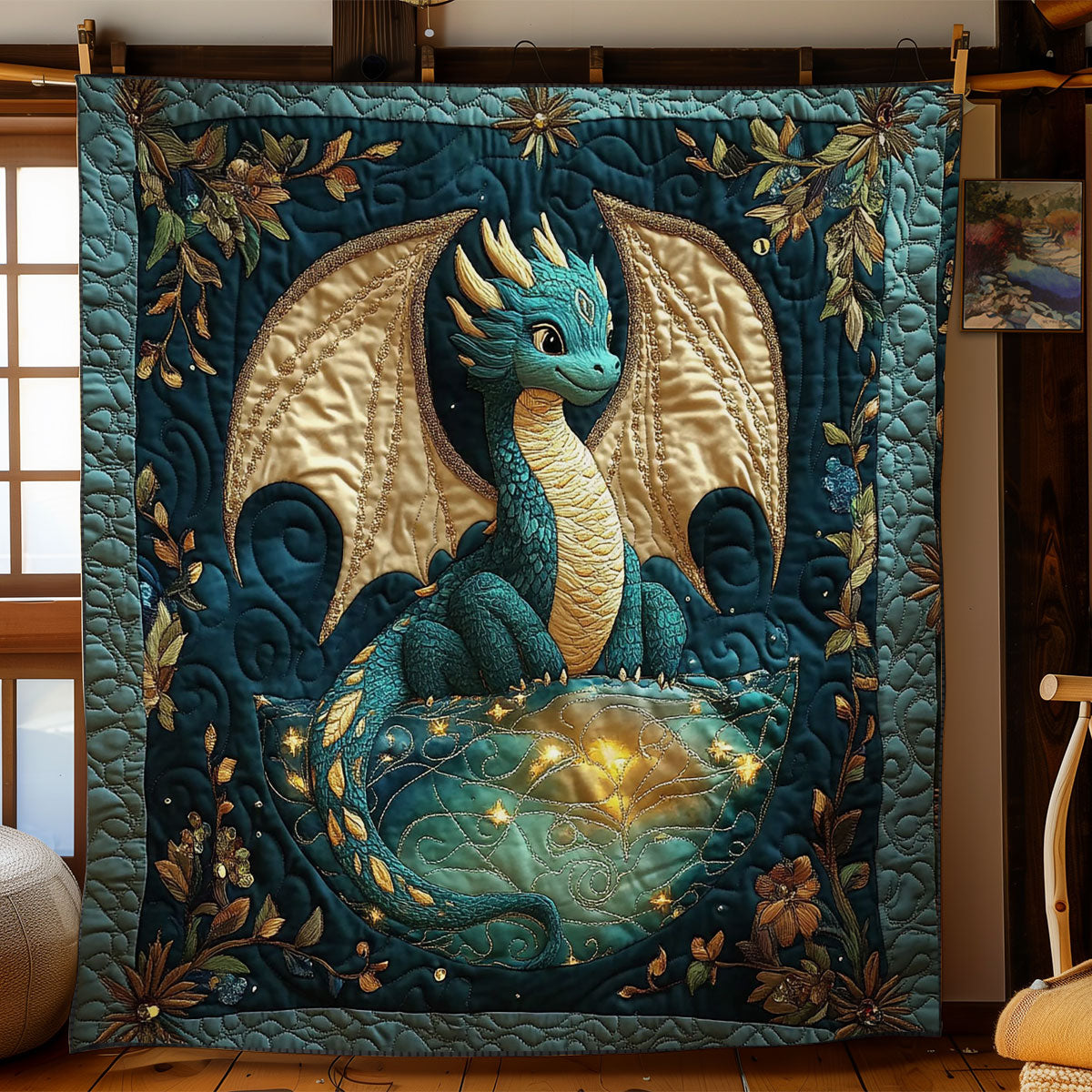 Mystic Midnight Dragon WY2712045CL Quilt