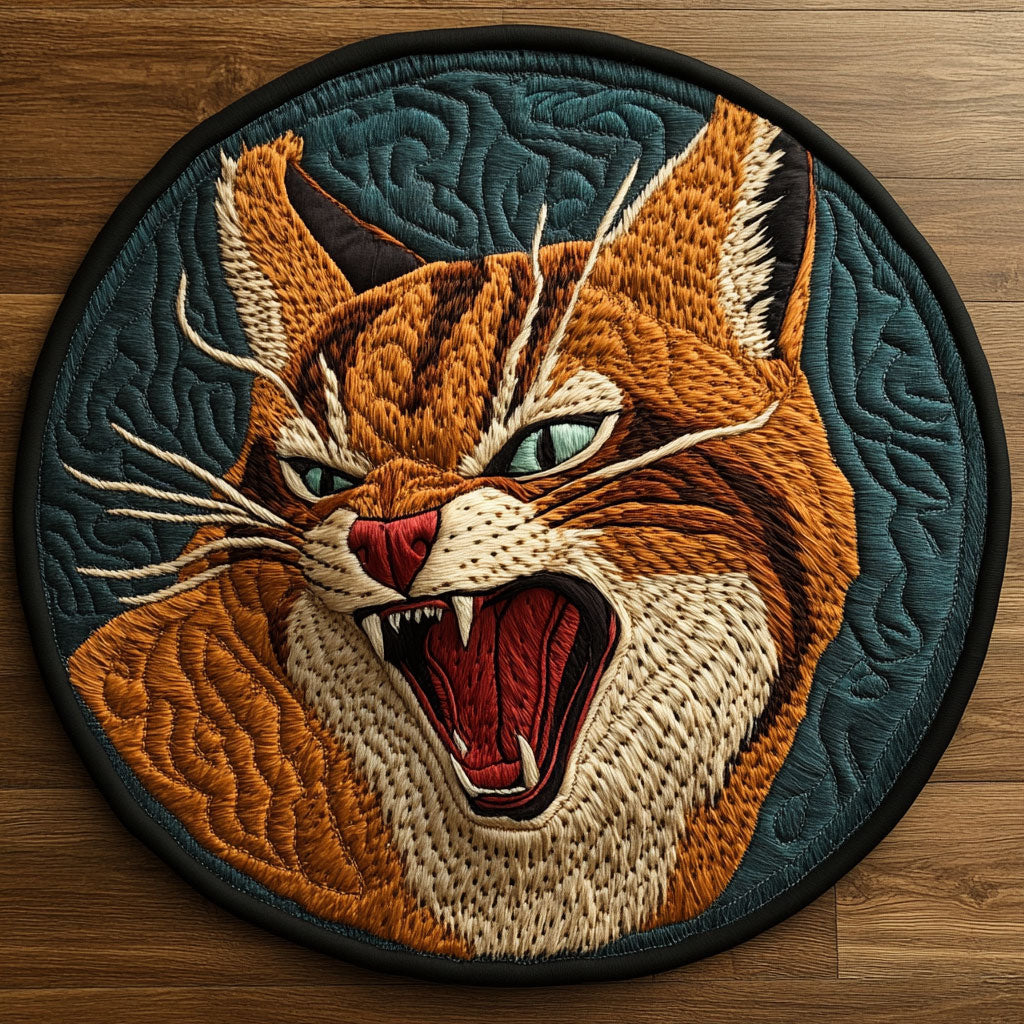 Hissing Caracal CP0505049CL Quilted Round Mat