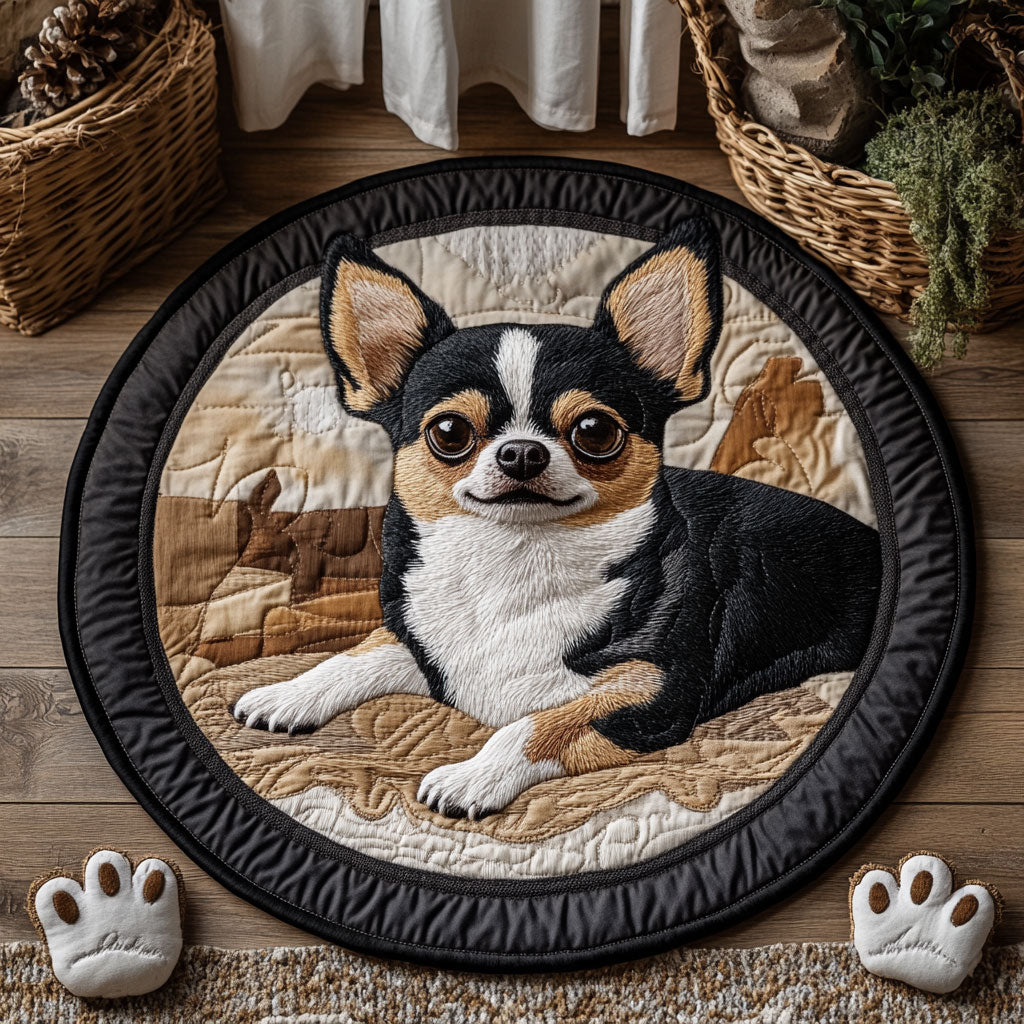 Laying Chihuahua CP2004164CL Quilted Round Mat