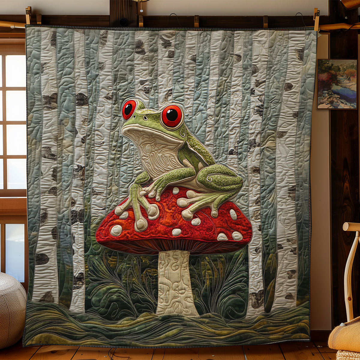 Frog In Mushroom WY2702079CL Quilt