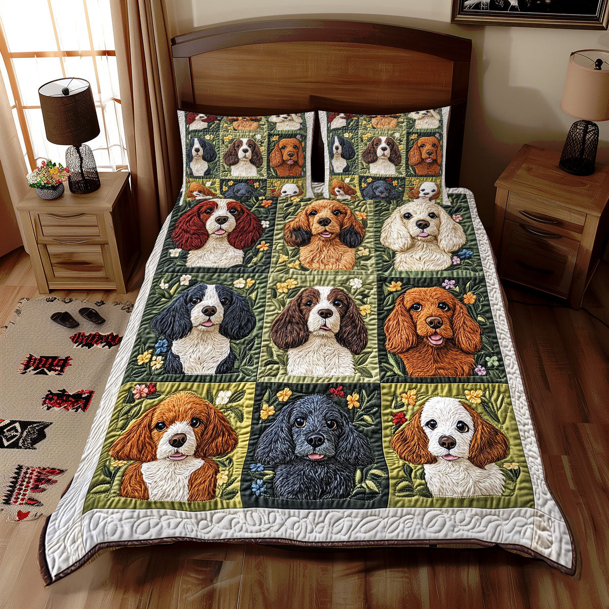 Cocker Spaniel Patchwork WX2311057CL Duvet Cover Set