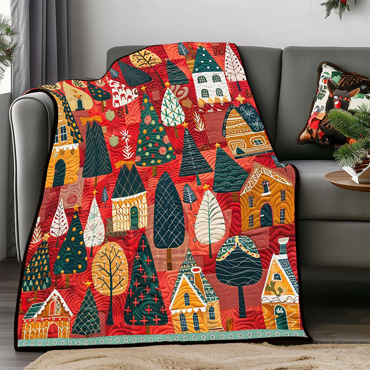 Christmas Forest House WP2208008CL Quilt