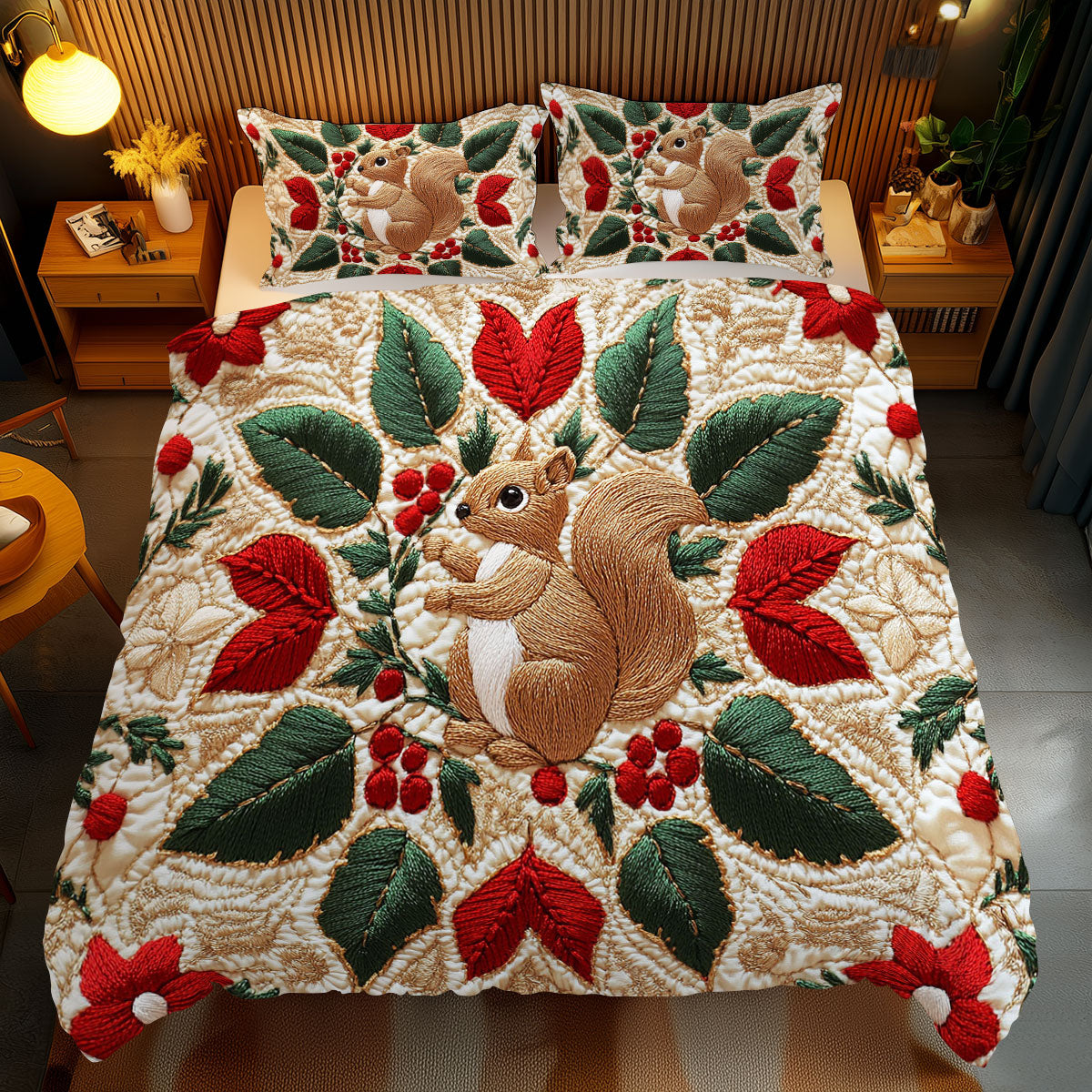 Christmas Baubel Squirrel WJ2211031CL Duvet Cover Set