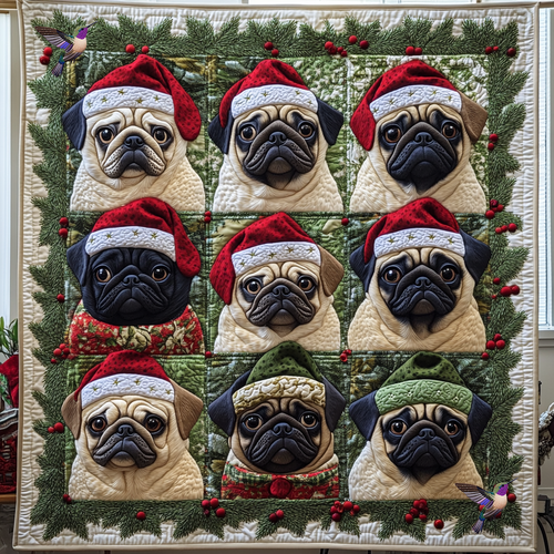 Pug Santa Claus XR0212011CL Quilt