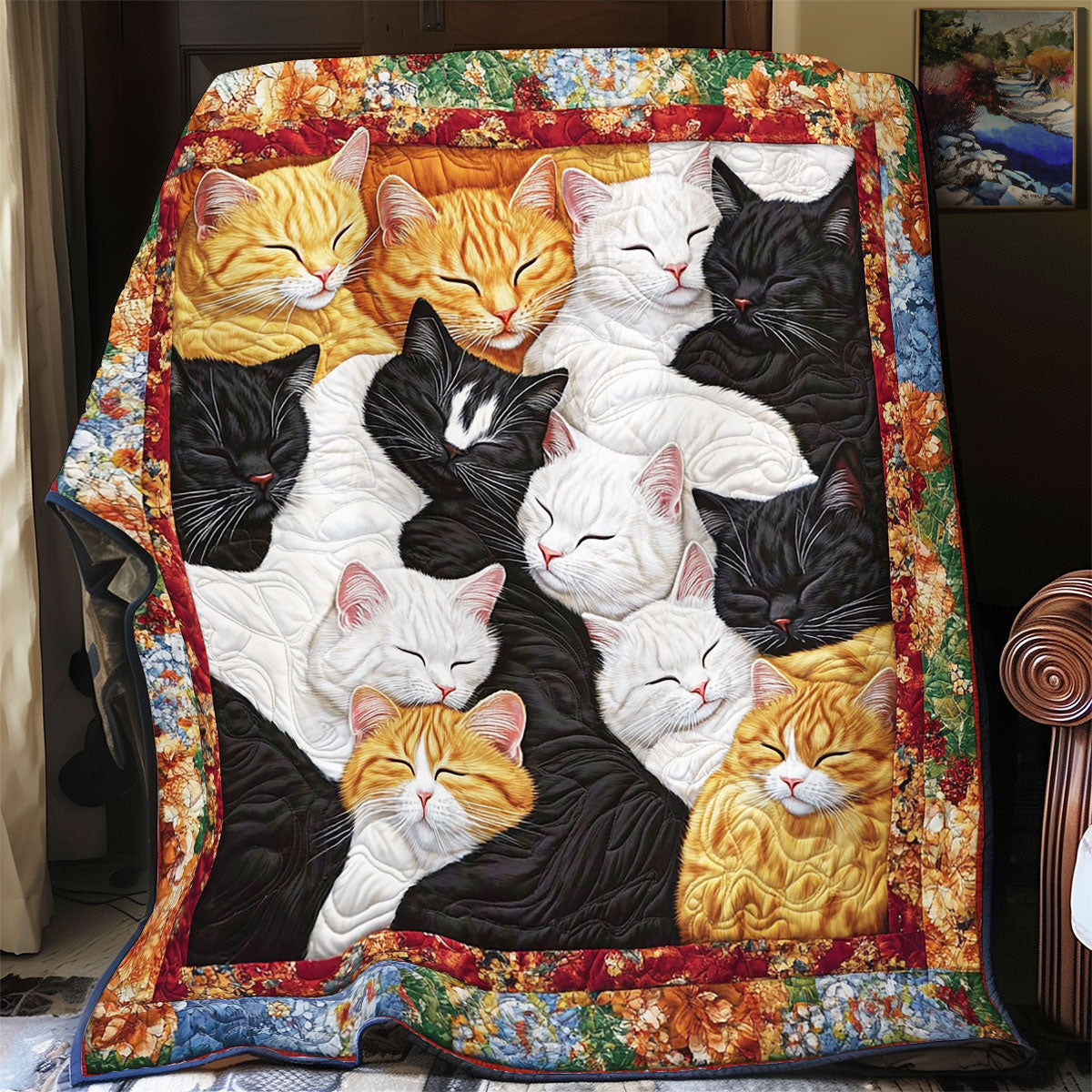Sleeping Cat Family WY2001101CL Quilt