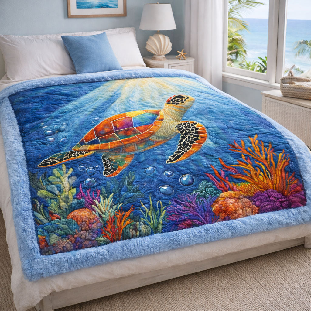 Sea Turtle CW2701003CL Faux Fur Throw Blanket