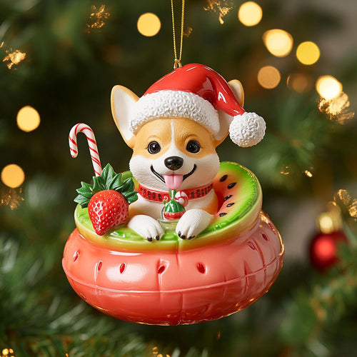 Santa Corgi Fun WN1610099CL Christmas Ornament