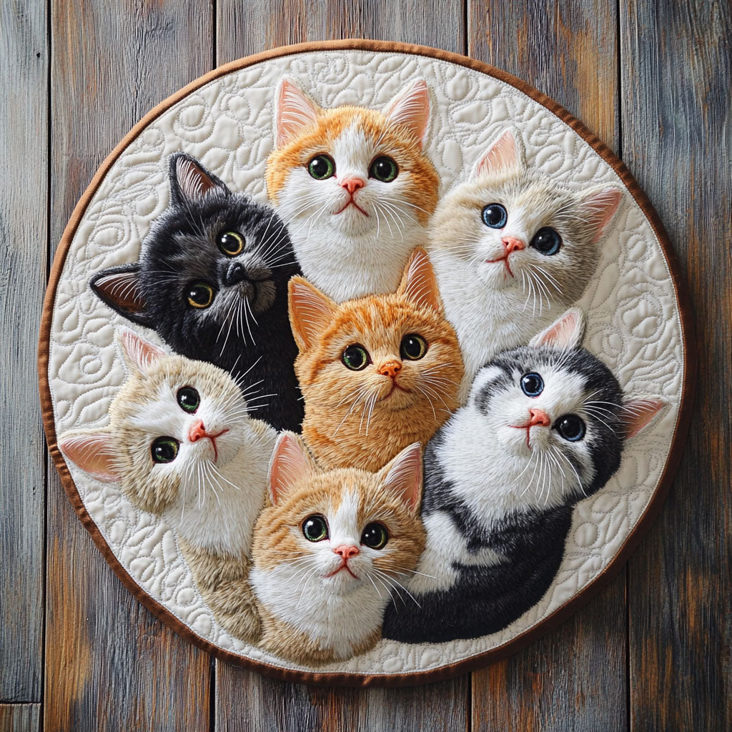 Curious Cats CP0206057CL Quilted Round Mat