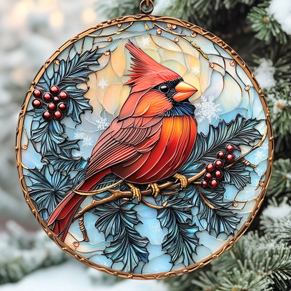 Merry Cardinal WN0611099CL Stained Glass Suncatcher