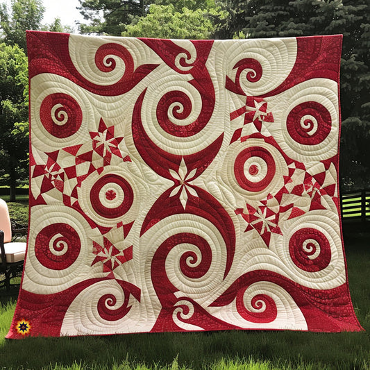 Swirly Red Star WJ3010022CL Quilt