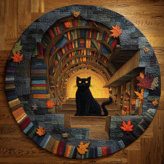Cat Mystic Stairs CW0310041CL Quilted Round Mat