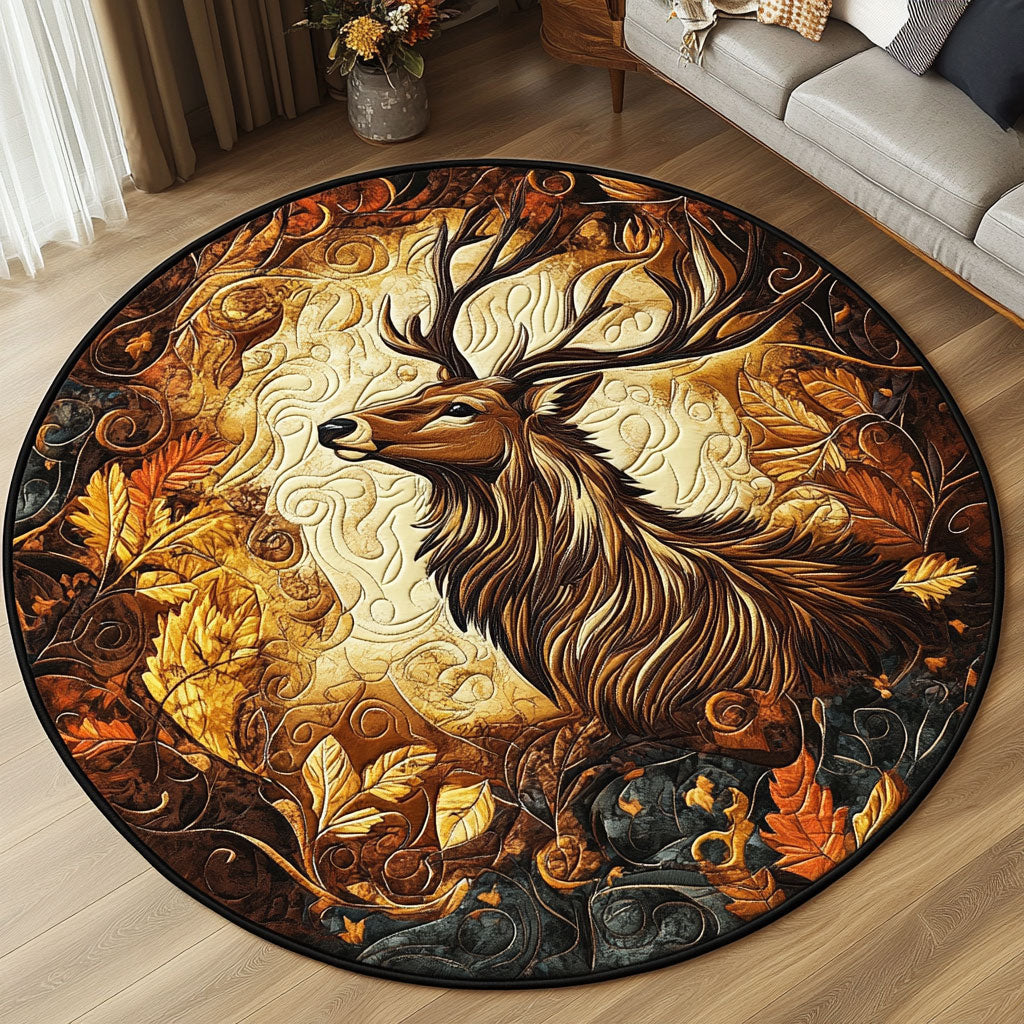 Fall Stag WY1703075CL Quilted Round Mat