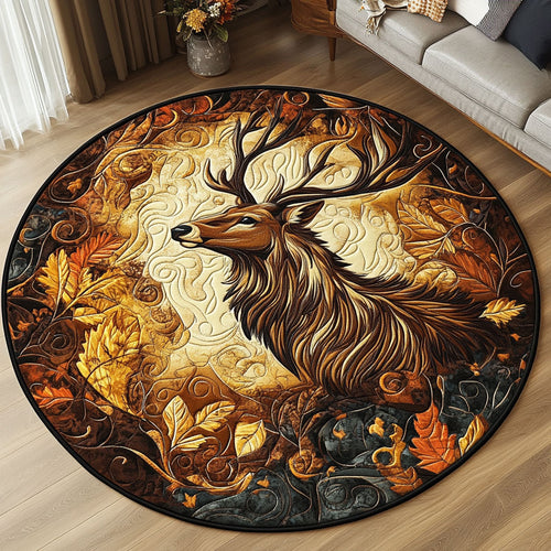 Fall Stag WY1703075CL Quilted Round Mat