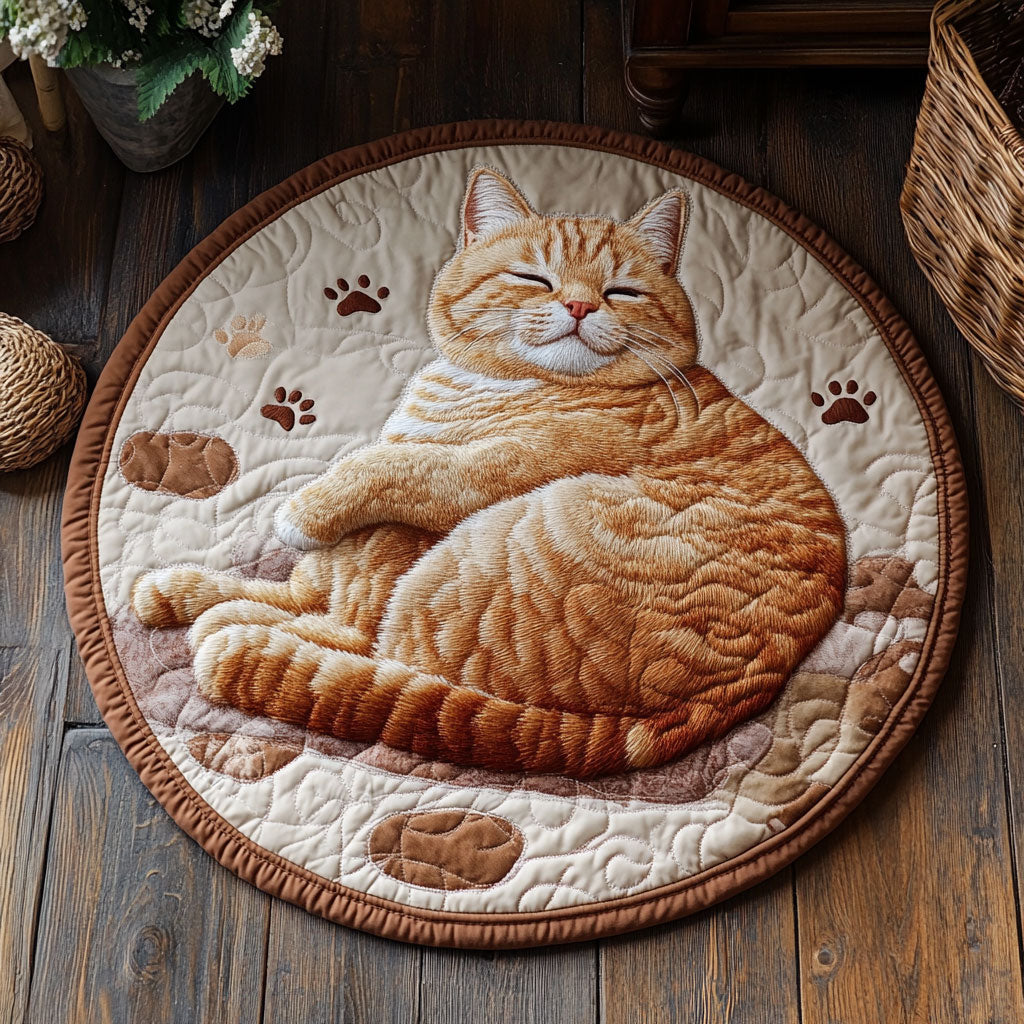 Relax Ginger Cat CP2004160CL Quilted Round Mat