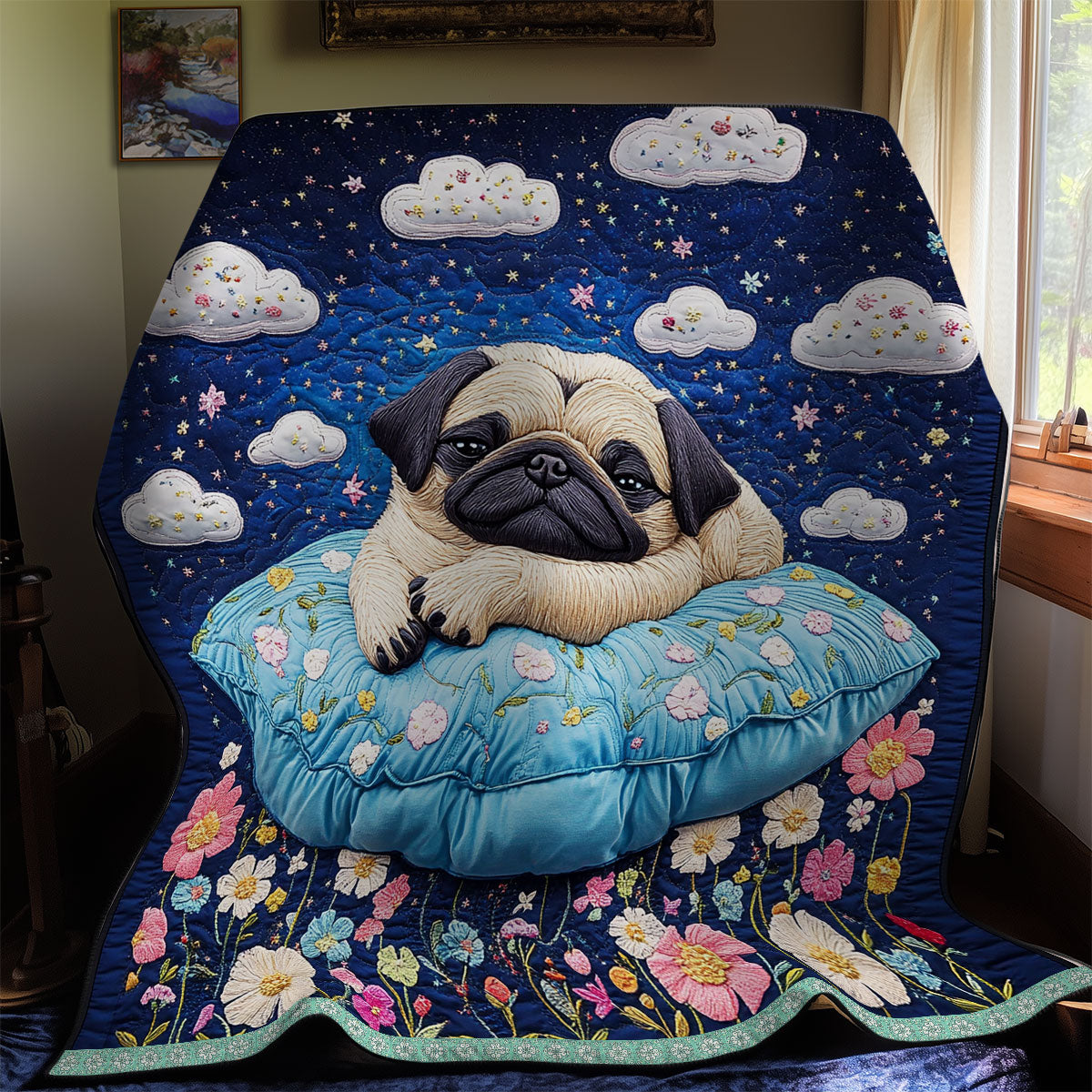 Sleeping Pug WX1311039CL Quilt