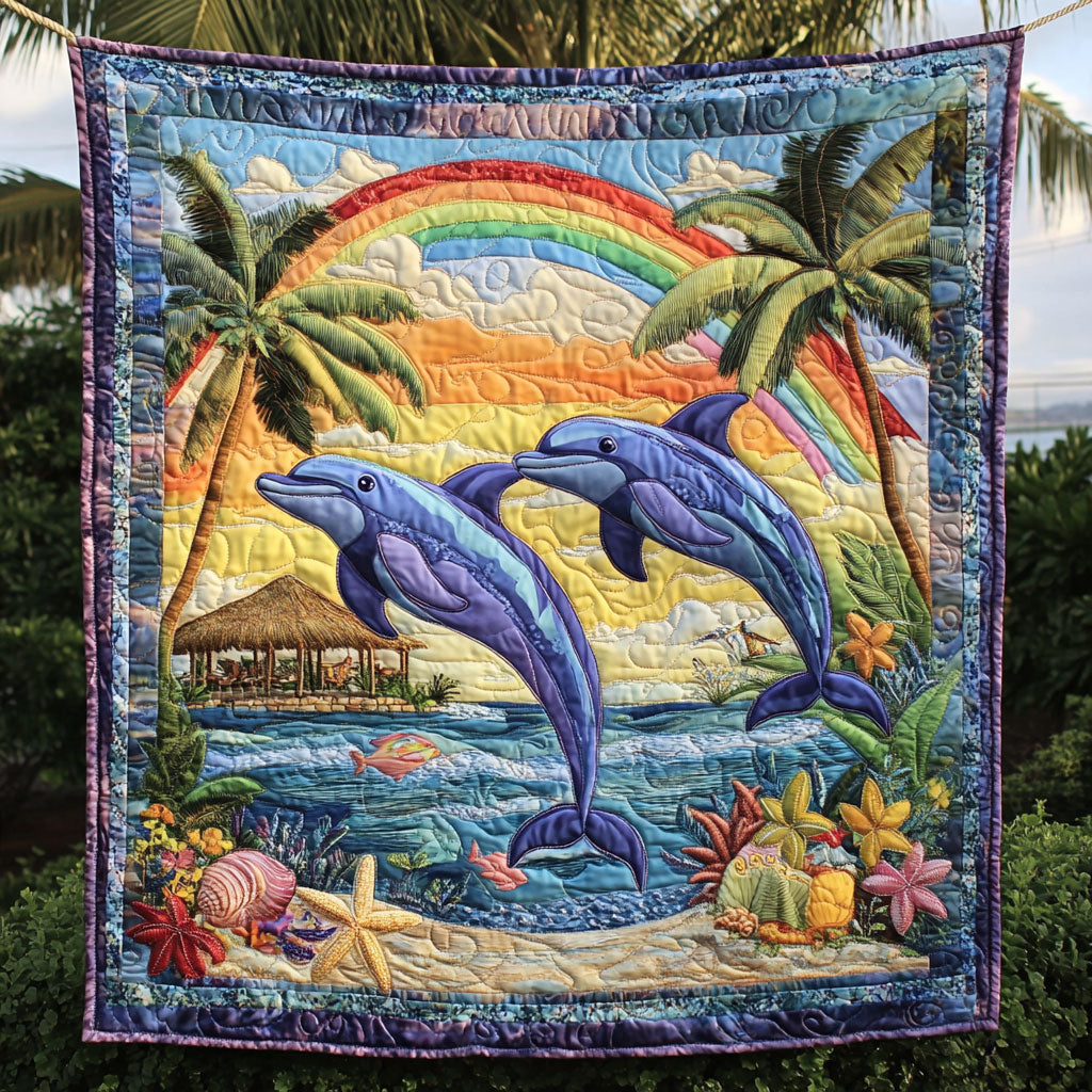 Dolphin Ocean Sunset WT2702122CL Quilt
