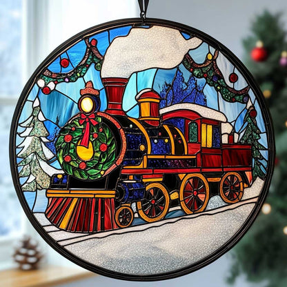 Christmas Train WJ2709038CL Stained Glass Suncatcher