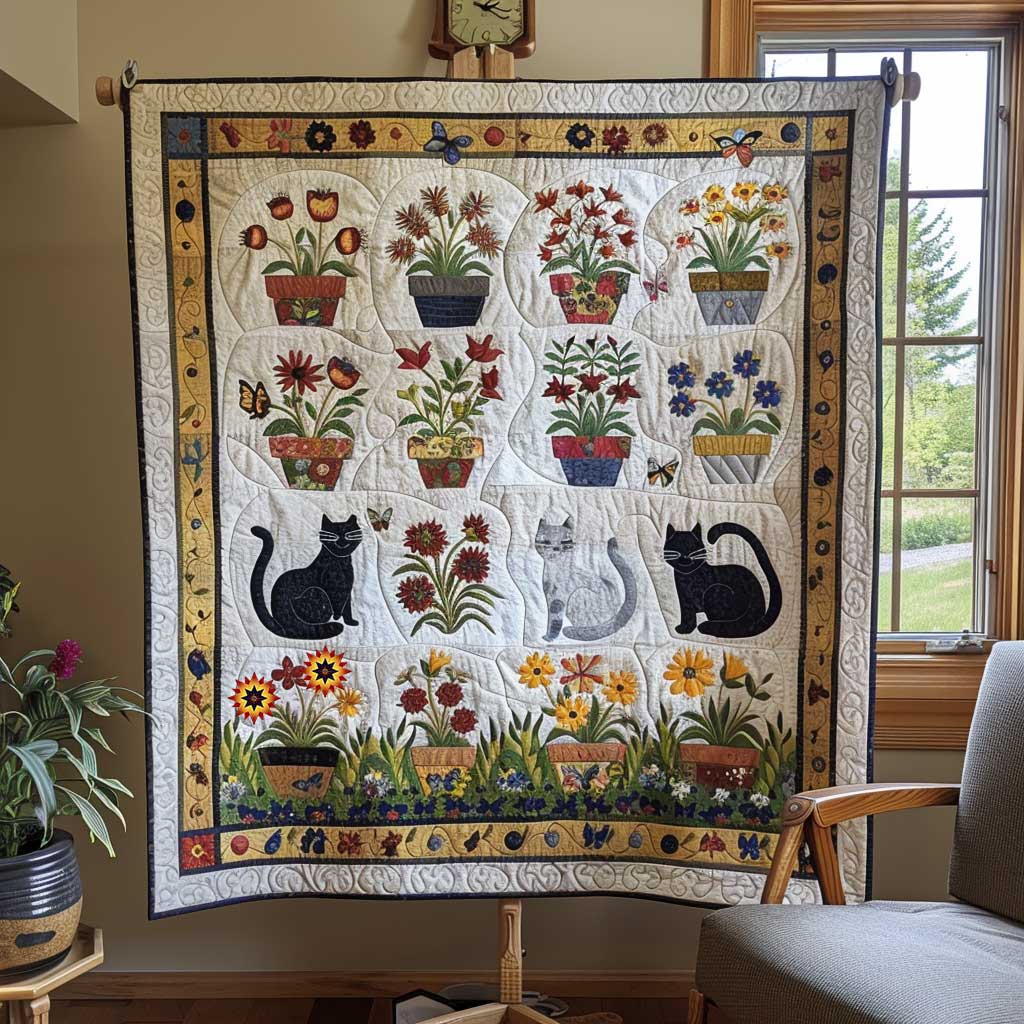 Cat Floral Garden WP1210016CL Quilt